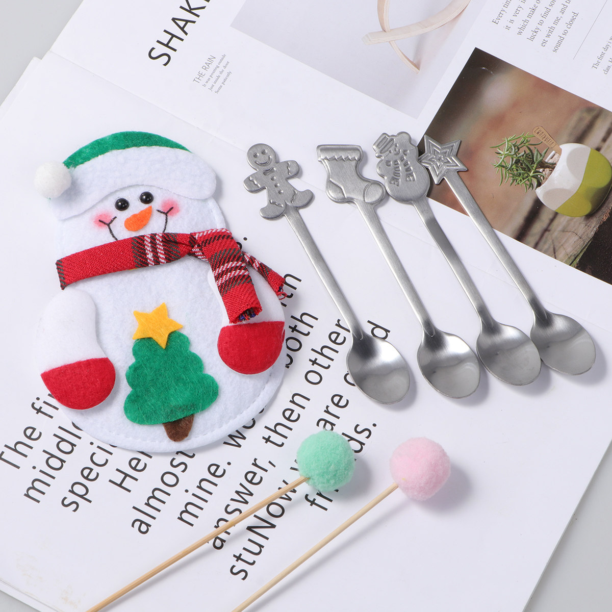Coffee Tea Spoon - Ensemble de 5 cuillères de Noël