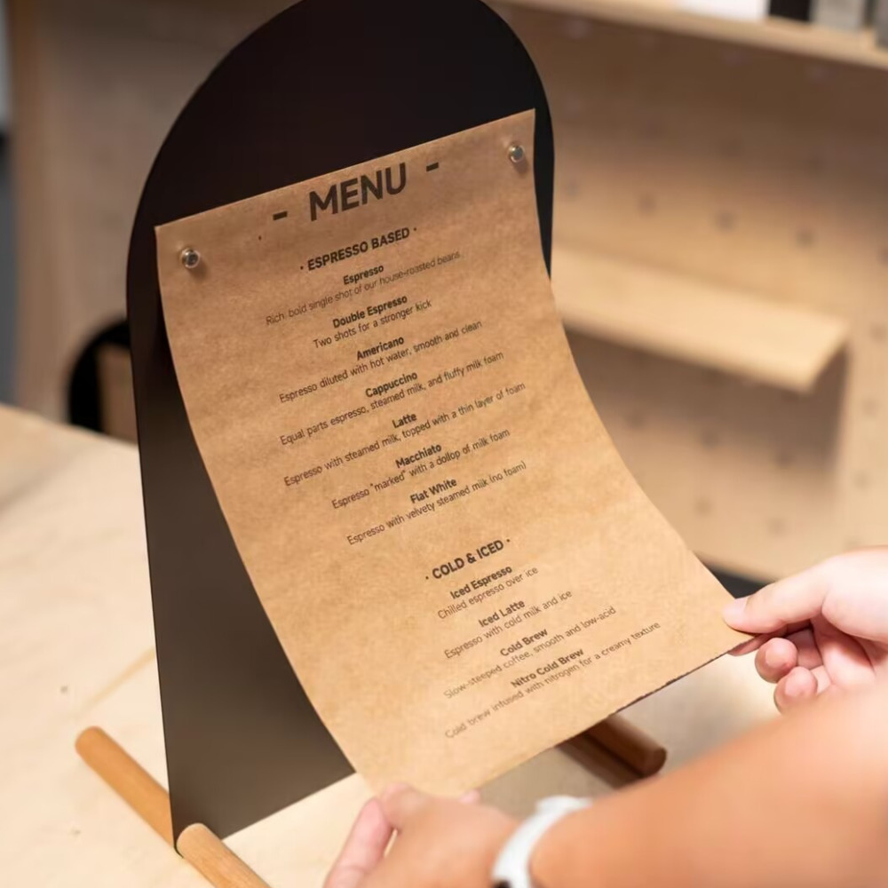 Coffee Tea Menu - Support de menu A4 en métal