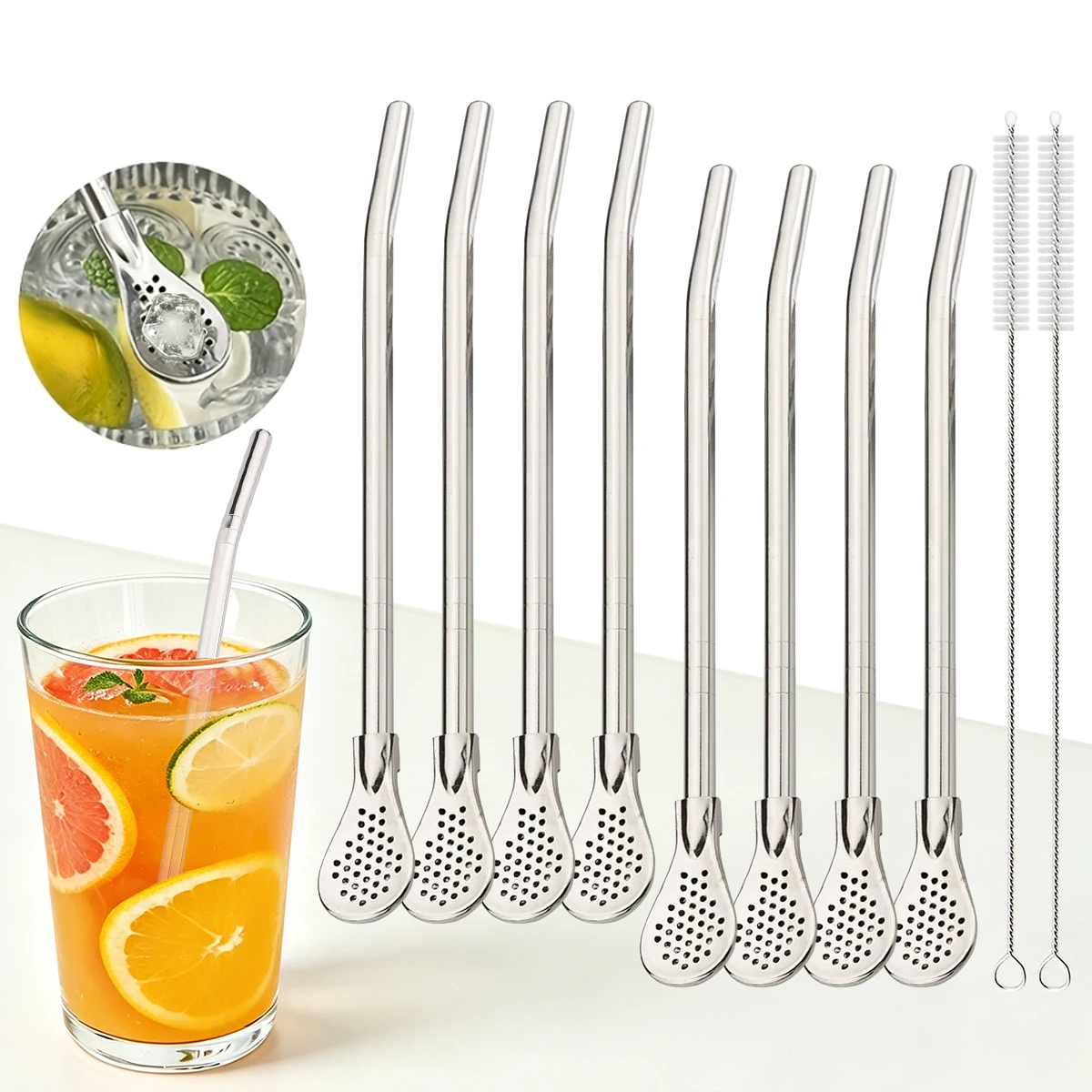 Coffee Tea Spoon - 8pcs Filter Tea Straw Spoon Set