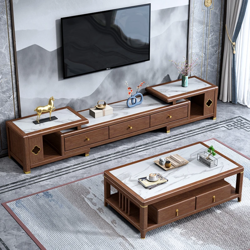 Coffee Tea Unit - Table basse en noyer pour salon,