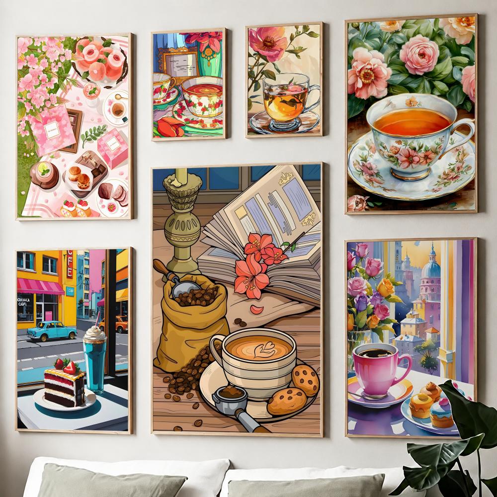 Wallpaper Coffee And Tea - Affiche en papier imprimé sur le