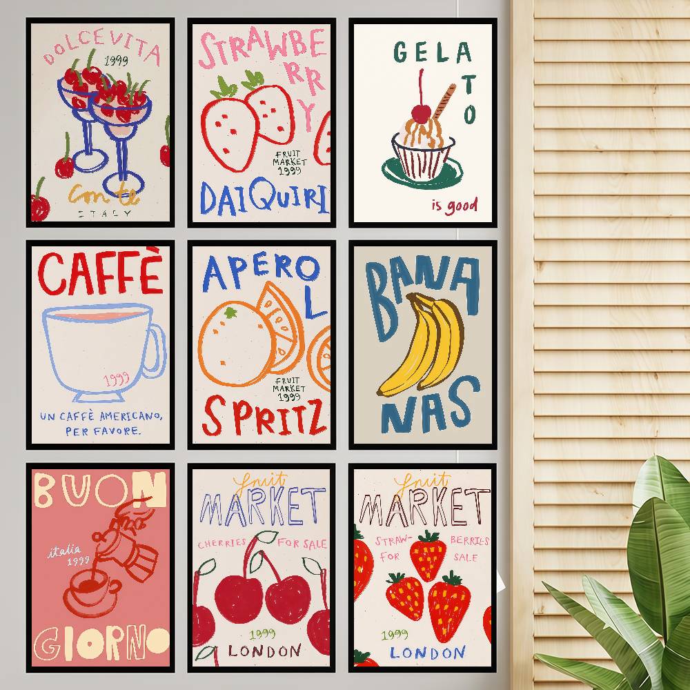 Wallpaper Coffee And Tea - Affiches Vintage classiques abstraites pour thé