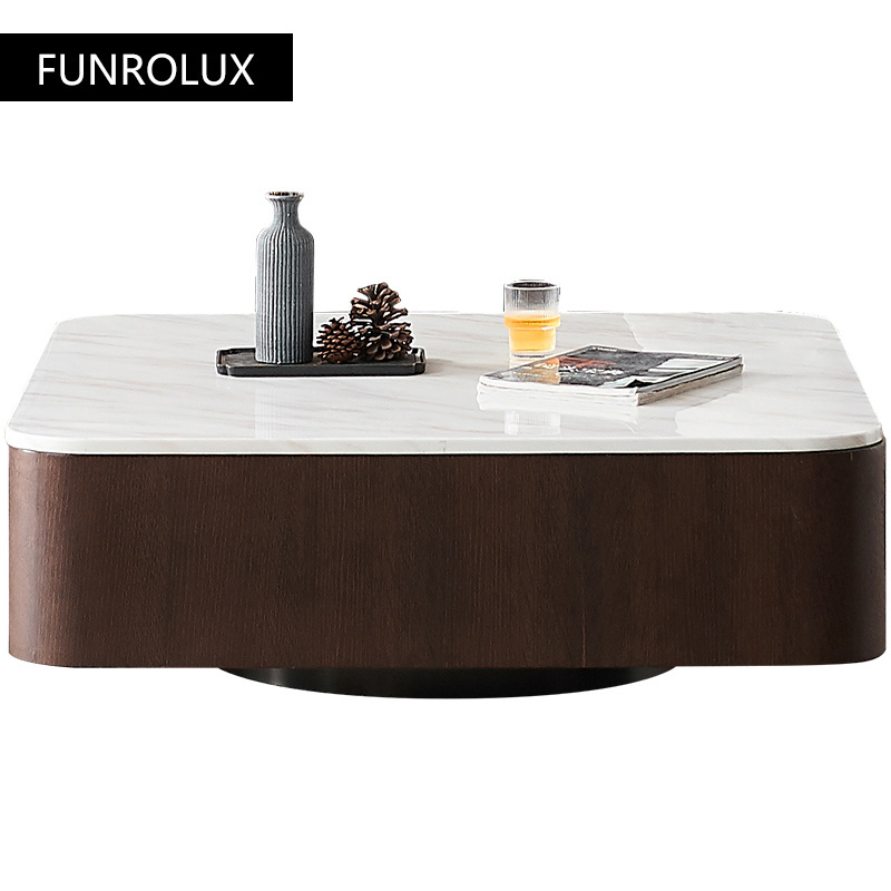 Coffee Tea Unit - Table basse carrée moderne en marbre,