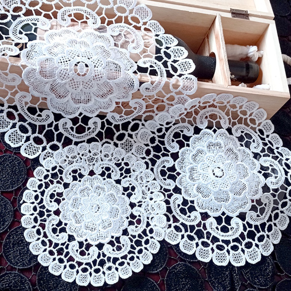 Coffee Tea Machine For Home - Sous-verre rond en dentelle brodée, dessous