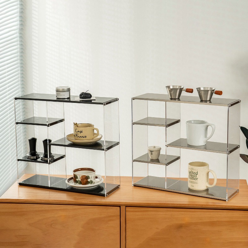 Coffee Tea Unit - Étagère multi-niveaux en acier inoxydable, grande