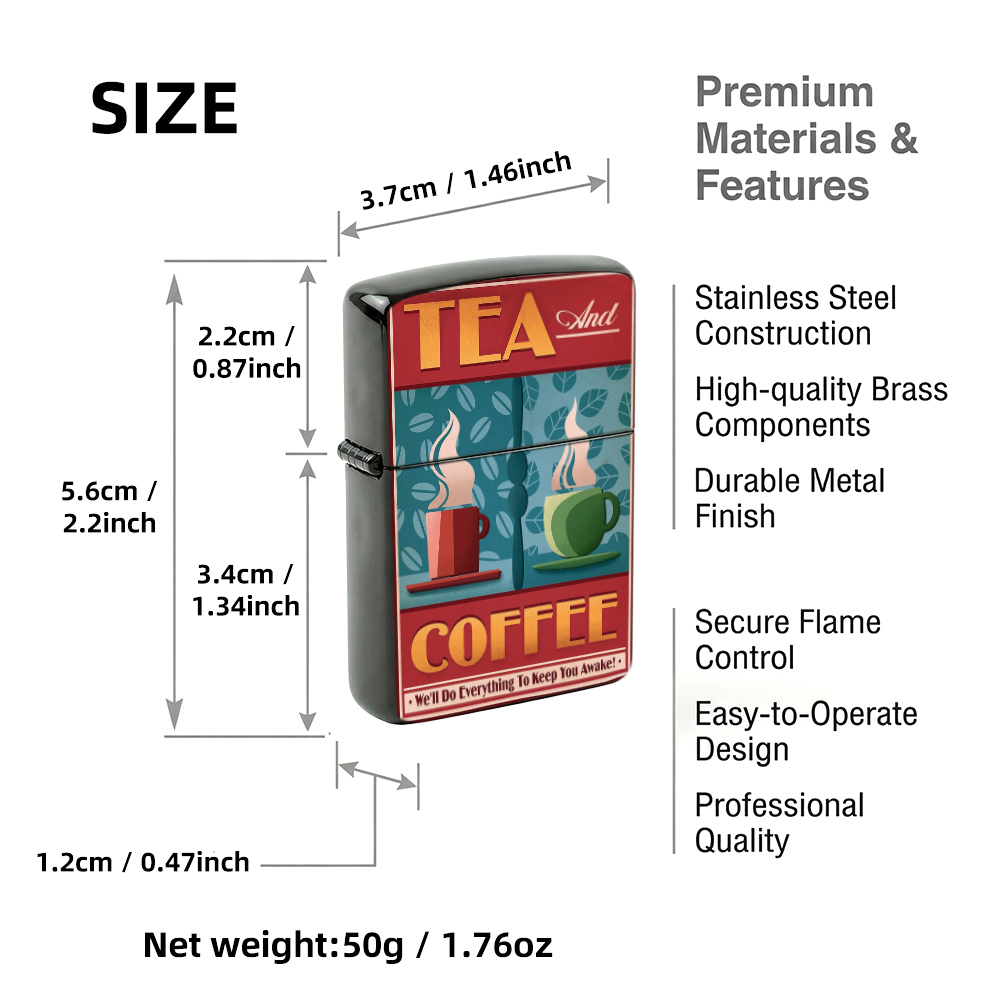 Briquet vintage à couvercle ra - Coffee Tea Poster avis et prix
