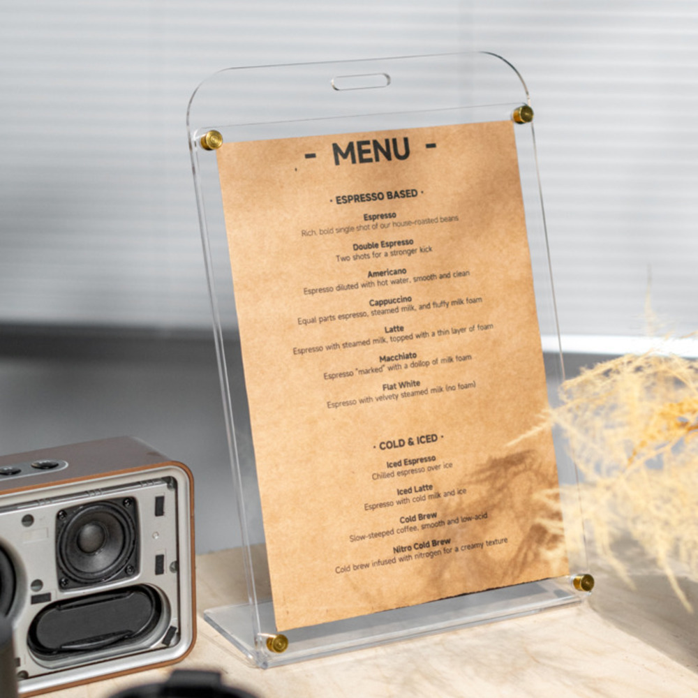 Présentoir A4 en acrylique Tra - Coffee Tea Menu avis et prix