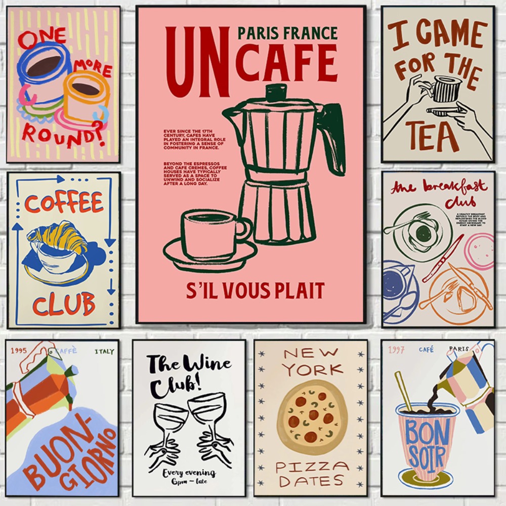 Affiche rétro colorée sur toil - Coffee Tea Picture avis et prix