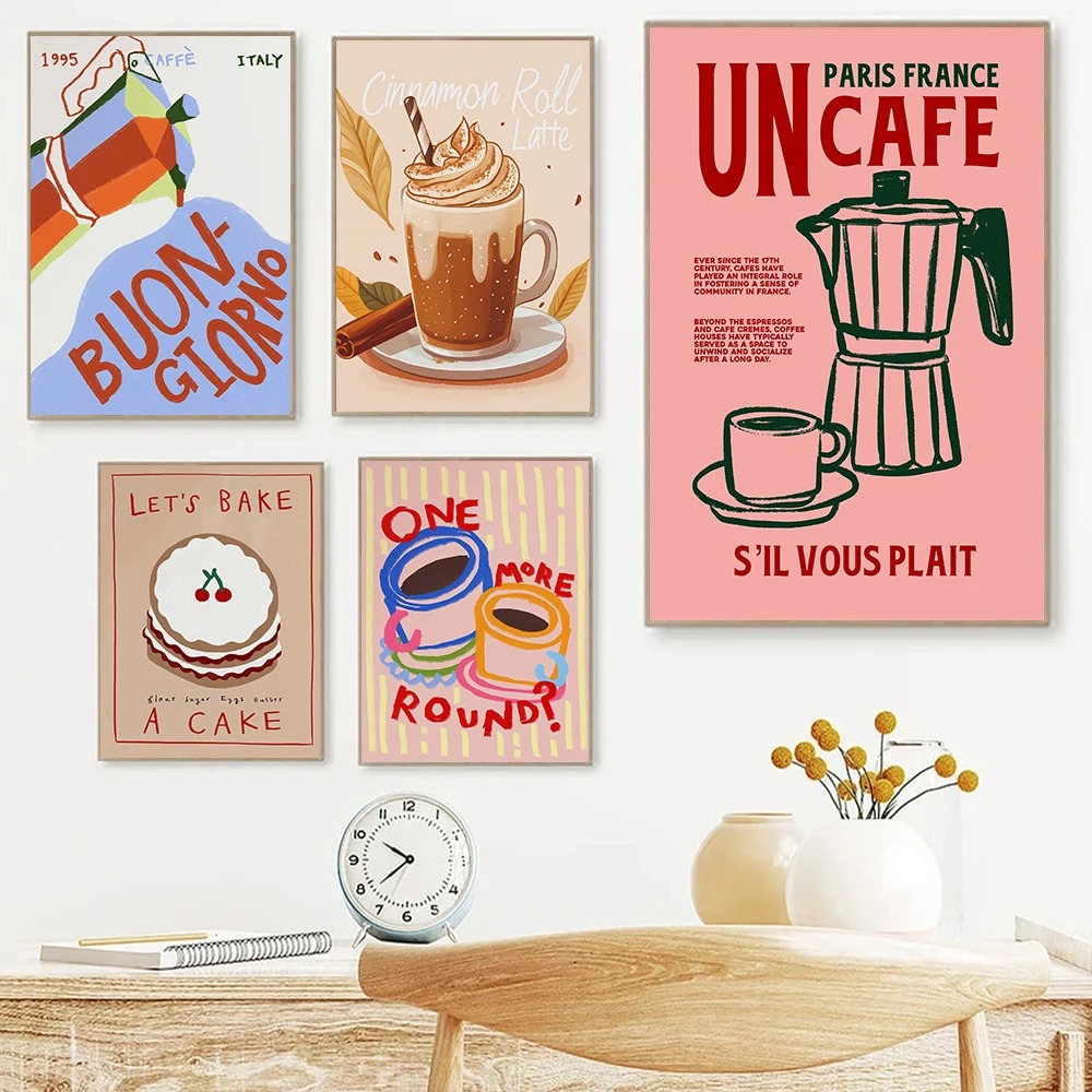 Affiche rétro colorée sur toil - Coffee Tea Picture avis et prix