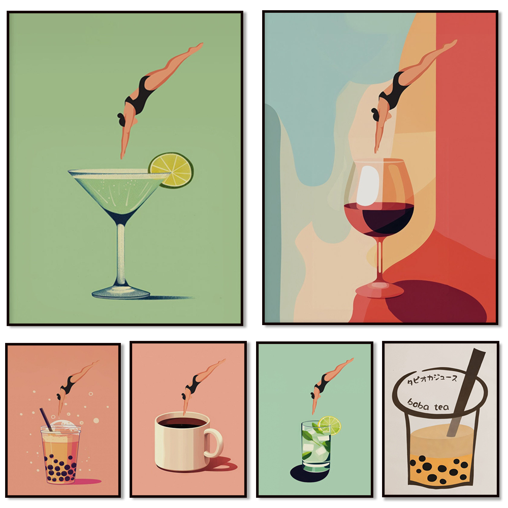 Art mural de vin, gin et toniq - Coffee Tea Picture avis et prix